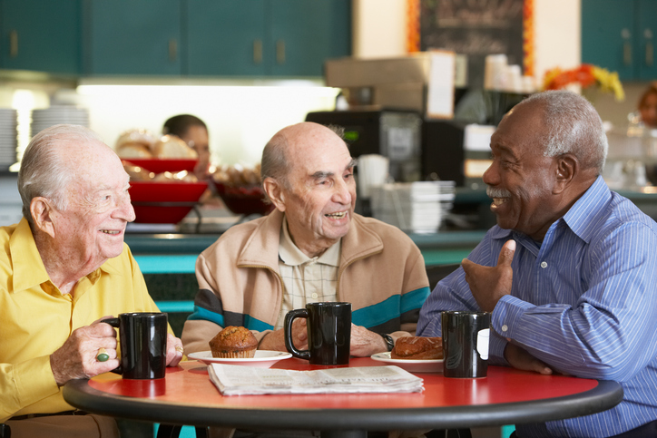 seniors having coffee togther